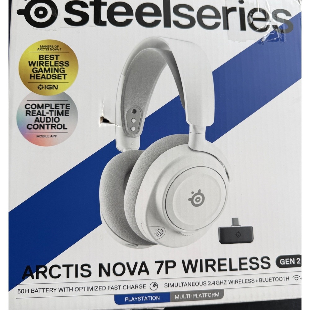 SteelSeries Arctis Nova 7P Wireless Gen 2 Gaming Headset White PlayStation PC